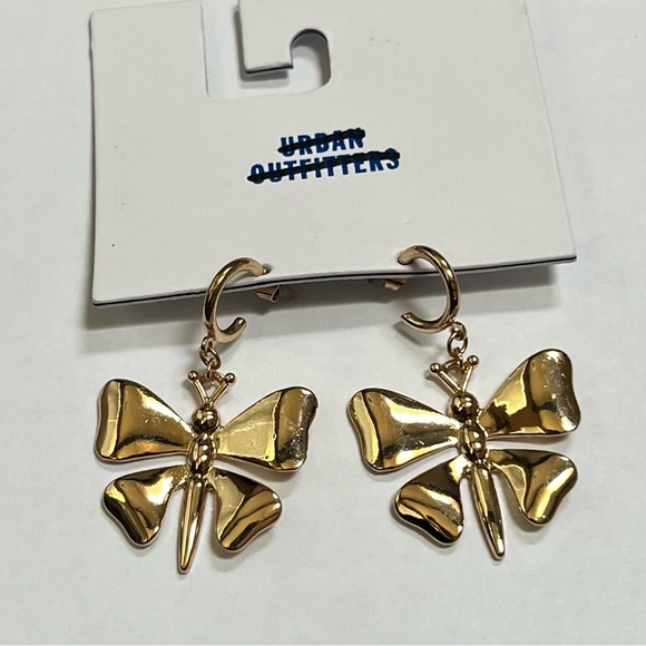 New Urban Outfitters Women's Gold Dangle Butterfly Earrings - Picture 3 of 6